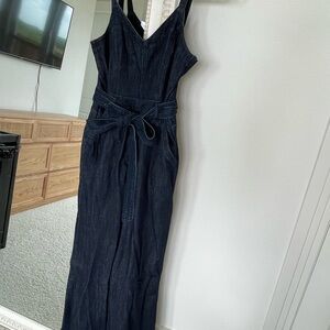 Denim wide leg jumpsuit
